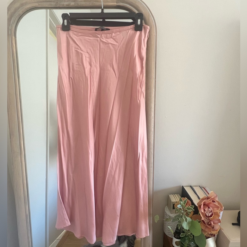Scotch & Soda Silk midi skirt baby pink
